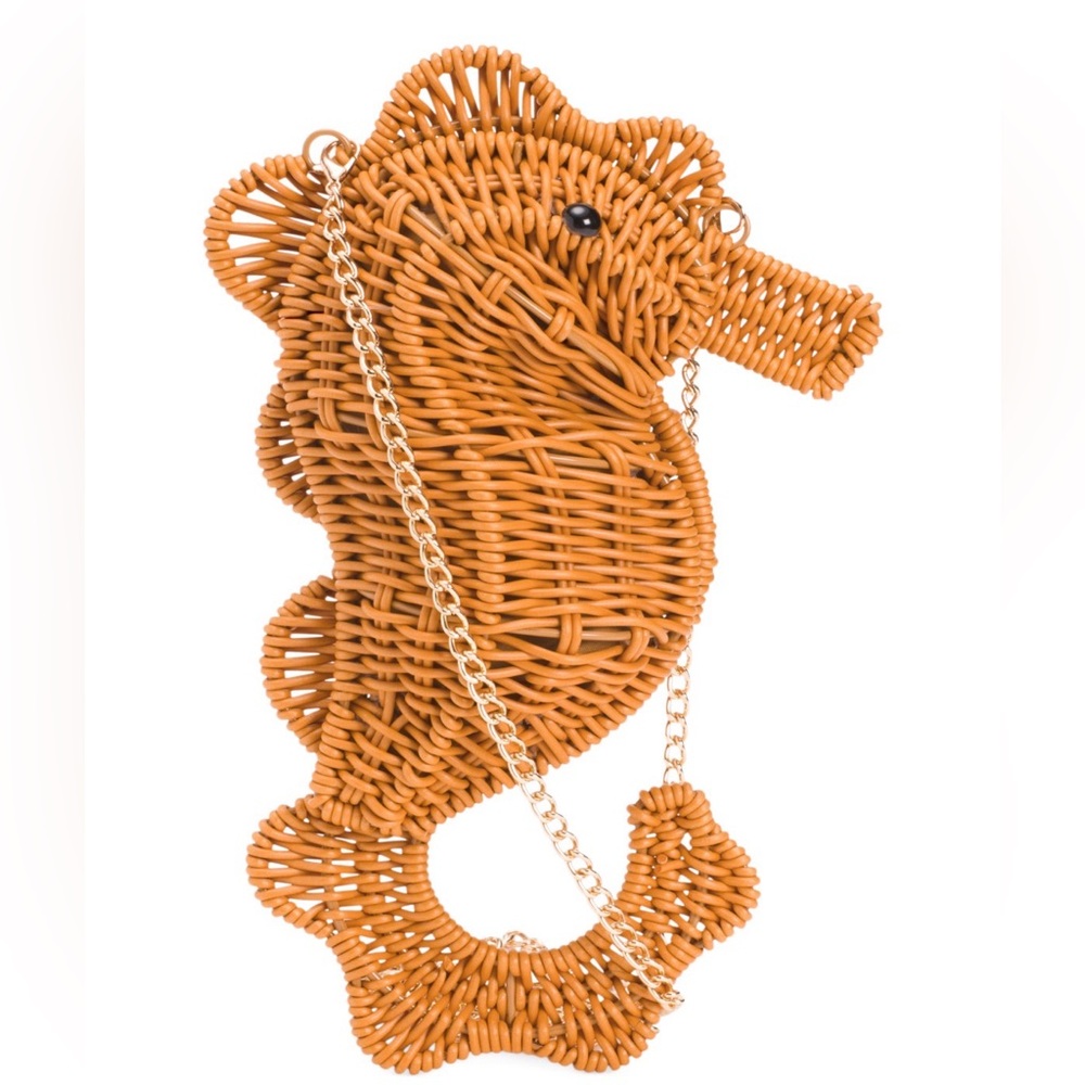 NWT Tommy Bahama Seahorse Wicker Bag with Gold Chain
